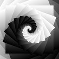Spiral of rotating squares. Abstract fractal art.