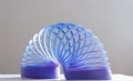 The spiral, a 90`s toy for kids. Blue and violet spiral against white background