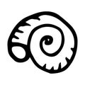 Spiral sea shell doodle style vector illustration isolated on white Royalty Free Stock Photo