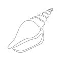 Spiral Seashell in One continuous line drawing style for logo or emblem. Abstract Sea snail Shell for marine life icon