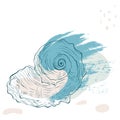 Spiral seashell on spotted grunge background