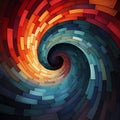 Spiral segmented vortex swirls colourful digital art illustration