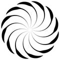 Spiral shape on white. Curved lines rotating from a centric poin