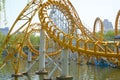 Spiral shaped yellow metal rail