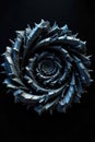 A spiral of sharp, metallic shards converging towards a central point of intense, dark energy. An abstract Royalty Free Stock Photo