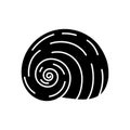 Spiral shell black glyph icon Royalty Free Stock Photo