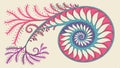 Spiral shell, nautilus pattern, Fibonacci sequence vector design Generative AI Royalty Free Stock Photo