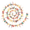 Spiral with silhouettes of houses Royalty Free Stock Photo