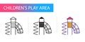 Spiral, slide, play area, icons set line, glyph, color Royalty Free Stock Photo