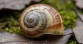 A spiral snail shell rests on Royalty Free Stock Photo