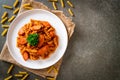 Spirali or spiral pasta with tomato sauce Royalty Free Stock Photo