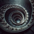 Spiral Splendor: AI Generated Image of Ornate Staircase Descent