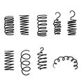 Spiral spring. Flexible coils, wire springs and metal coil spirals silhouette. Vape metallic flexible coils, flexibility steel Royalty Free Stock Photo