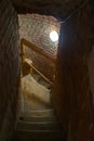 Spiral staircase in bell tower in old town of Kashin, Tver Region, Russia