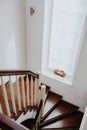 Spiral staircase inside building, Modern spiral staircase, Luxurious interior staircase, Home stair symbol, Modern stairs Royalty Free Stock Photo