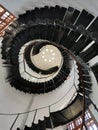 spiral staircase inside the water tower in the Staraya Russa Royalty Free Stock Photo