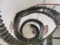 spiral staircase inside the water tower in the Staraya Russa Royalty Free Stock Photo