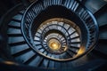 Spiral staircase in the interior of an old building. Modern architecture, spiral staircase in the church. circular staircase from Royalty Free Stock Photo