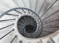 Spiral staircase in the Italian monastery, view from above. Catania, Sicily