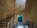 The spiral staircase in the Malta Maritime Museum in Vittoriosa. Malta.