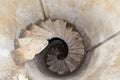 Spiral staircase in a military bunker