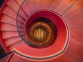 Spiral staircase Modern Architecture detail Red colour Abstract Background Royalty Free Stock Photo