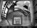 Spiral staircase in the old lighthouse in black and white Royalty Free Stock Photo