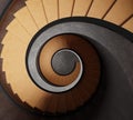 Spiral staircase top view, 3d rendering. Digital illustration of curved wooden stairs going down Royalty Free Stock Photo