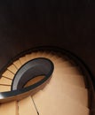 Spiral staircase top view, 3d rendering. Digital illustration of curved wooden stairs going down Royalty Free Stock Photo