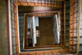 Spiral Staircase View From A Height, Turn Down, Below The Object Is Out Of Focus, Old Beautiful Wide Staircase For Ascent Or