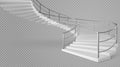 Spiral staircase white stairs with railings vector Royalty Free Stock Photo