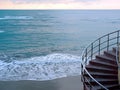 Spiral staircases on the beach of the bay of Cadiz, Andalusia. Spain. Royalty Free Stock Photo