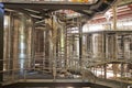 Spiral stairs in a modern winemaking facility interior