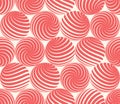 Spiral Striped Balls Seamless Pattern Art Red White Abstract Vector Background Royalty Free Stock Photo