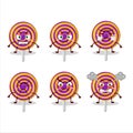 Spiral sweet candy cartoon character with various angry expressions