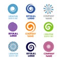 Spiral and swirl logos vector set