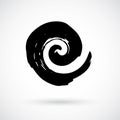 Spiral swirl symbol hand painted with ink brush Royalty Free Stock Photo