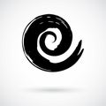 Spiral swirl symbol hand painted with ink brush Royalty Free Stock Photo