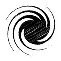 Spiral, swirl, twirl design element with sketchy, scribble pattern