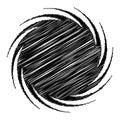 Spiral, swirl, twirl design element with sketchy, scribble pattern