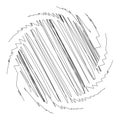 Spiral, swirl, twirl design element with sketchy, scribble pattern