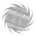 Spiral, swirl, twirl design element with sketchy, scribble pattern