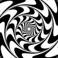 Spiral, swirl, twirl opart, optical art geometric illustration with rotation distort, deform effect