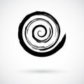 Spiral swirl symbol hand painted with ink brush Royalty Free Stock Photo