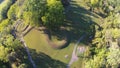 Aerial View of the great Serpent Mound of Ohio - spiral tail at the end Royalty Free Stock Photo