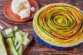 Spiral tart with zucchini, eggplant, carrot