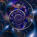 Spiral of time inside planetary fractal Royalty Free Stock Photo