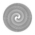 Spiral with transition lines as dynamic abstract vector background or logo or icon. Yin and Yang symbol Royalty Free Stock Photo