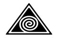 Two spirals in three triangles, a Hopi symbol and optical illusion