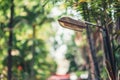 Spiral tube street lamps installed in the park